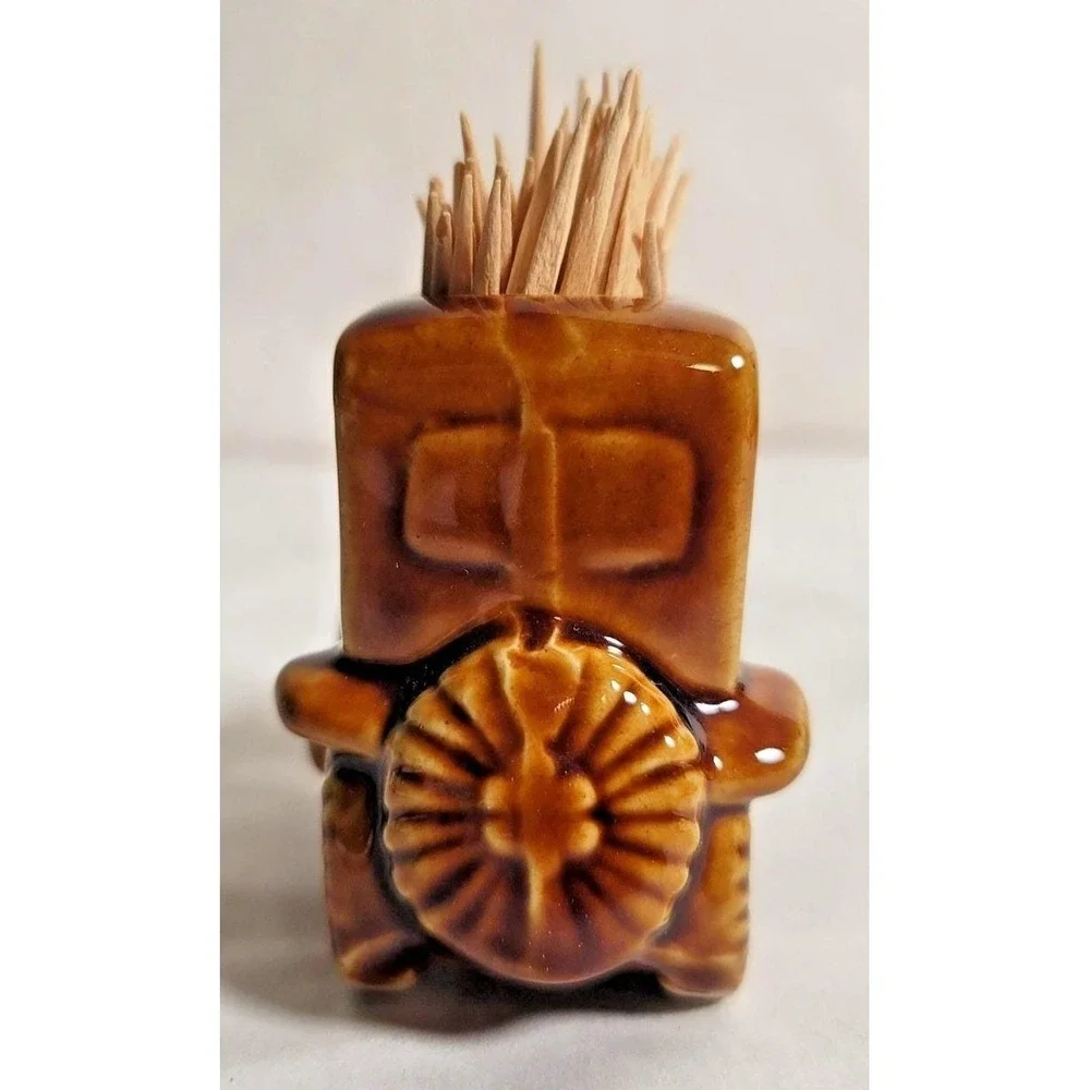 Ceramic Car Toothpick Holder Brown Glazed Retro Novelty Small‎ Kitchen Decor